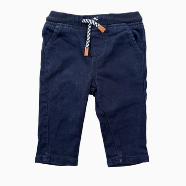 Pantalon marine en canvas de coton et élastane 6M