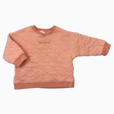 Pull rose pêche en coton matelassé 'Take and go' 6-9M