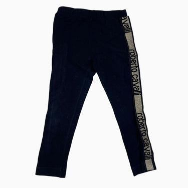 Legging noir en coton et élastane avec bandes métalliques dorées 6Y