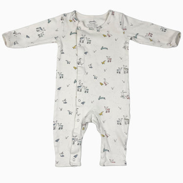 Pyjama en coton bio blanc à imprimé animaux 6-12m