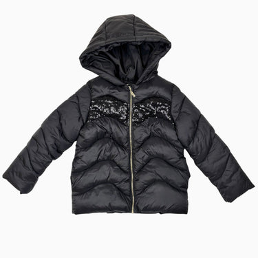 Manteau noir puffer avec paillettes noires 6Y