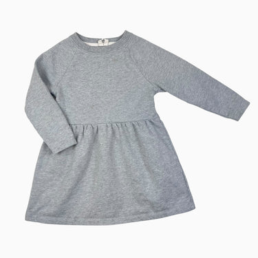 Robe grise à manches longues en coton ouaté bio 2-3Y