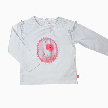Chandail blanc en coton avec lapin 2Y