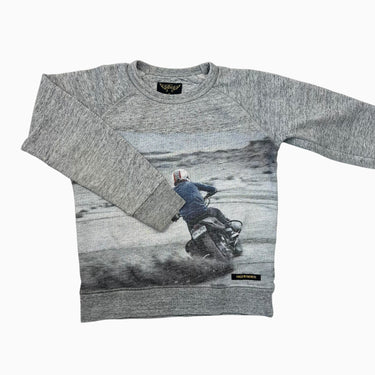 Pull gris chiné en coton à imprimé moto 6-7Y