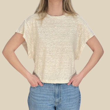 T-shirt vanille en lin pour femmes S