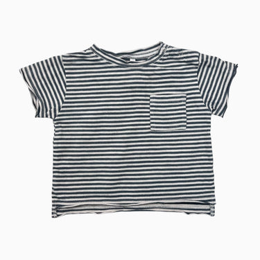 T-shirt crème à rayures gris aciers 6-12M