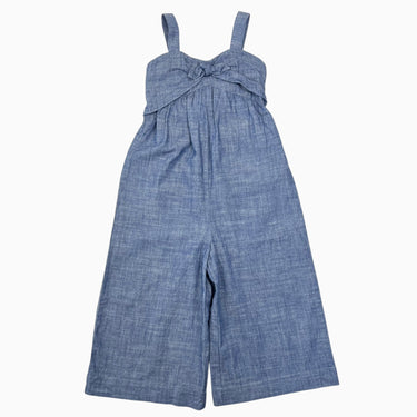 Combi en coton bio bleu chiné à jambes évasées 6Y