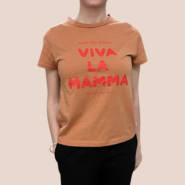 T-shirt orange brûlé en coton pima 'Viva la Mama' pour femmes 36 (S)