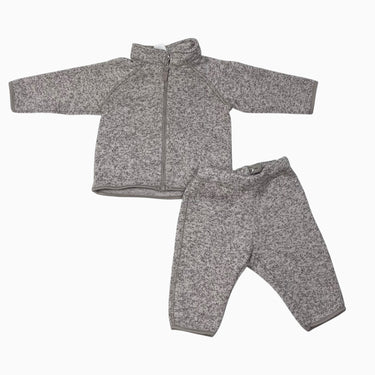 Ensemble jogging et veste chiné taupe et moka 4-6m