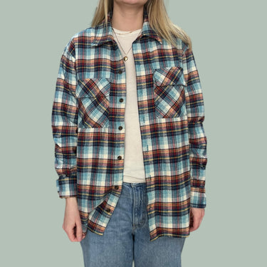 Chemise 'oversized' en flanelle de coton bio épais à carreaux pour femmes XS