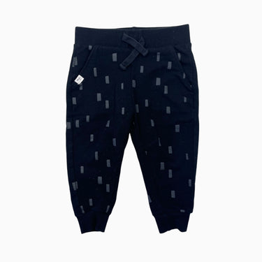 Pantalon de jogging noir en coton bio extensible à imprimé rectangles gris 12M