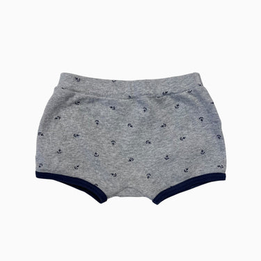 Short gris chiné en coton à imprimé ancres de bateau marines 12M