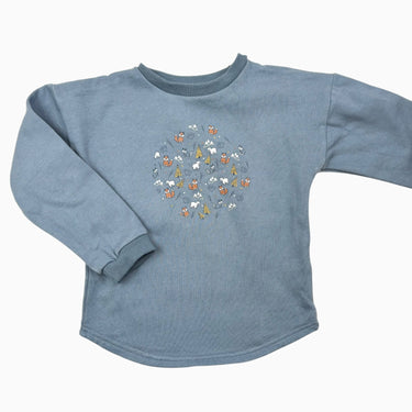 Pull bleu en coton ouaté à imprimé renards 8-9Y (Fit 7Y)