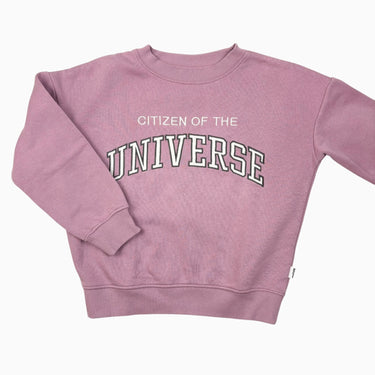 Pull orchidée en coton ouaté et poly 'Citizen of the Universe' 122 (7Y)
