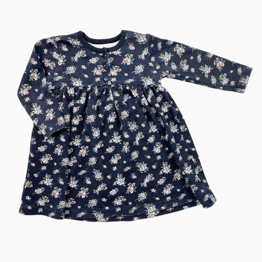 Robe marine en coton à imprimé floral avec boutons au col 6-12M