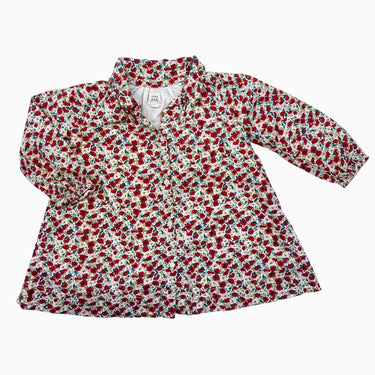 Robe en coton doublée avec col chemise à imprimé floral rouge et rose pâle 18-24M