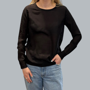 Blouse noire en soie 'see through' pour femmes S