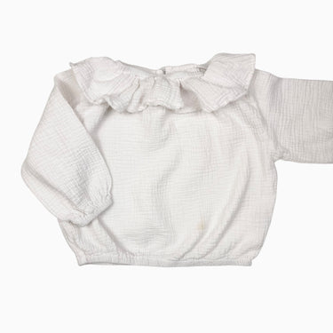blouse blanche mousseline large col 5-6Y