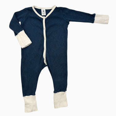 Pyjama bleu teal en coton bio gaufré fait au Canada 0-12M