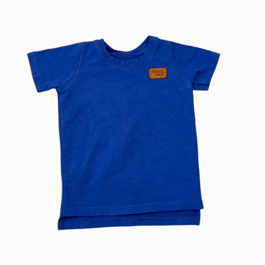 T-shirt bleu royal en coton et spandex avec logo 0-12M