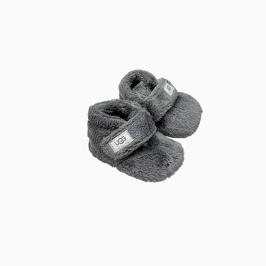 Chaussons gris en peluche avec velcro 11cm (6-12M)