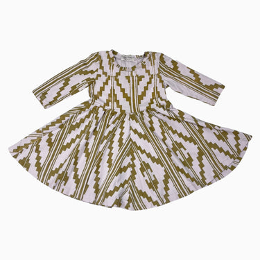 Robe rose pale avec motif moutarde fait au Canada 3Y