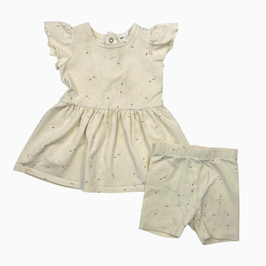Ensemble tunique et biker short jaune sorbet en coton bio extensible à imprimé sprinkles 12M