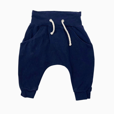 Pantalon marine en coton bio et poly recyclé 3-6M