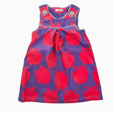 Robe en corduroy violet à larges imprimé de pommes 2-3Y