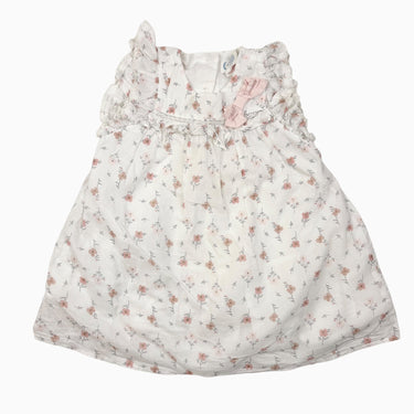 Robe en coton blanche imprimé fleurs rose 24M