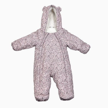 Habit mi-saison à capuchon en coton doublée en peluche à imprimé floral 2-4M