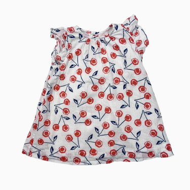 Robe en mousseline de coton doublée à imprimé cerises 12M