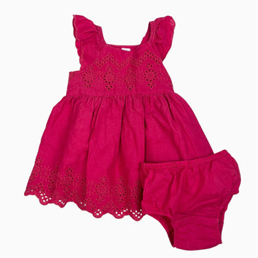 Robe et bloomer en coton avec broderie anglaise 2Y