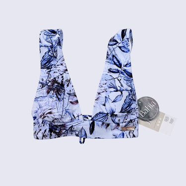 Haut de maillot lilas en poly et spandex cotelé à imprimé floral pour femmes XS