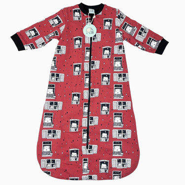 Gigoteuse en coton bio rouge imprimé chat 6-18m