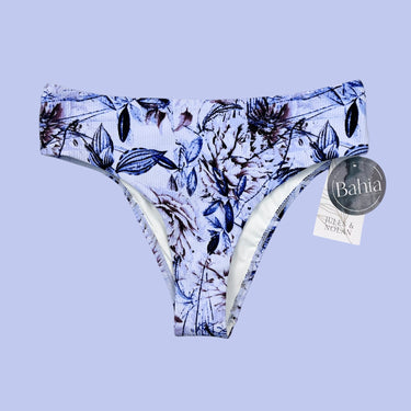Culotte de maillot lilas en poly et spandex cotelé à imprimé floral pour femmes S