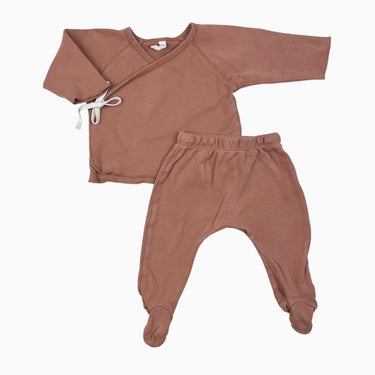 Ensemble en coton bio terracotta 3-6m