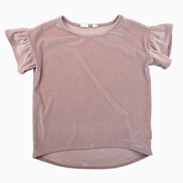Chandail rose perlé en velours XS (4-5Y)