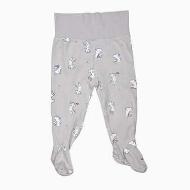 Pantalon crème à pieds à imprimé lapins 9M