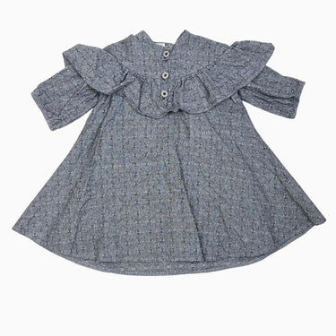 Robe charcoal en coton point d'esprit avec volants fait aux É-U 2Y
