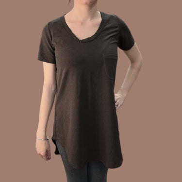 T-shirt long espresso en coton bio et rayonne de bambou extensible pour femmes XS