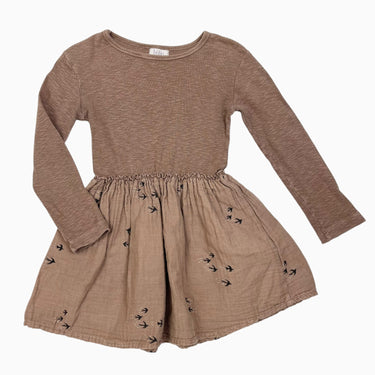 Robe marron imprimé oiseaux 3Y