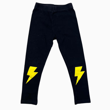 Legging noir en coton bio et spandex à imprimé éclairs 1-2Y