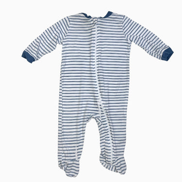 Pyjama en rayonne de bambou à rayures bleues et blanches 3-6M