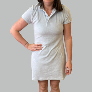 Robe bleu ciel en ratine de coton et poly pour femmes L