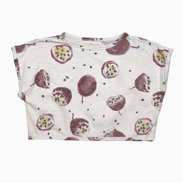 T-shirt beige imprimé fruit en coton bio 4Y