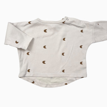 Chandail en coton bio beige imprimé lune 0-3m