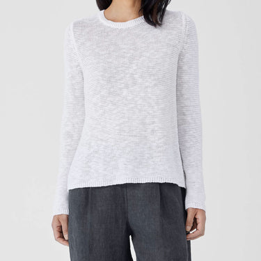 Pull blanc en fin tricot lin et coton bio pour femmes L