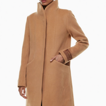 Manteau beige en laine et cachemire pour femmes XS