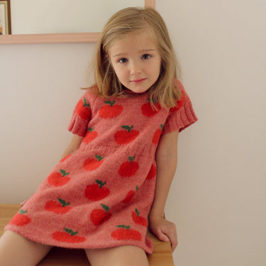 Robe 'pommes' en tricot d'alpaga 6Y (fit 4-5Y)